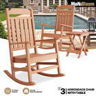 Black[2 Rocking Chair+foldable Side Table]3 Piece Bistro Set Outdoor Rocker Seat