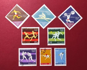 Stamps Polonia 1964 Serie 8 valori Tematici Giochi Olimpici Tokio non usati CTO - Foto 1 di 1