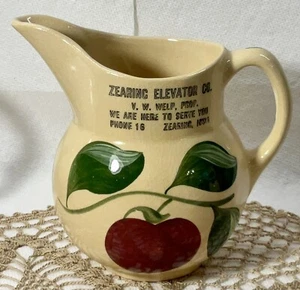 Watt Pottery #15 PITCHER Creamer APPLE Advertising ZEARING, IOWA - Picture 1 of 8