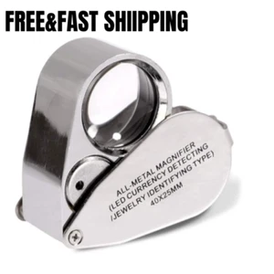 40X Jewelers Loupe Magnifying Glass UV Light Coin Magnifier Jewelry Loop Eye - Picture 1 of 3