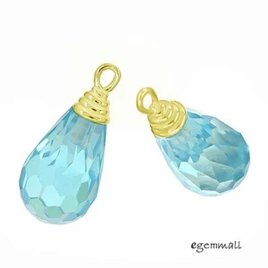 1 Stck. Vergoldet Sterlingsilber mit Blau CZ Hänger Anhänger Charm Perle #98133 - Bild 1 von 1