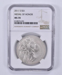 2011-S Medal Of Honor Commemorative Dollar MS70 NGC Brown Label *6629 - Picture 1 of 5