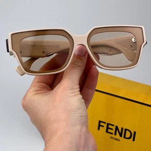 Fendi Women Sunglasses Beige Nude Brown Square AUTHENTIC FE40099I 57E BRAND NEW - Picture 1 of 9