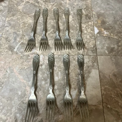 "Juego de 9 tenedores de cena International Rogers níquel plata INS237 Art Nouveau 7,5""" Foto 1 de 4