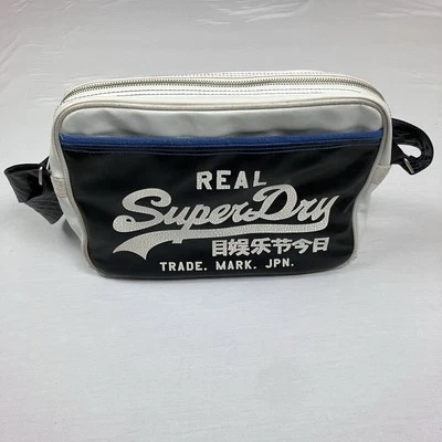 Real Superdry Alumni Bag  Blue & White Crossbody Strap Messenger Bag Retro Style - Image 1 of 4