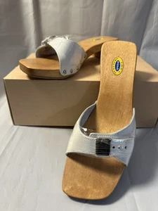 Dr. Scholl’s The Original Clog Sandal Slide SPECIAL White Smooth Leather Sz 9M - Picture 1 of 10