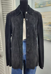 Madison Studio Shacket scamosciato L ricamato perline vera pelle boho western - Foto 1 di 9