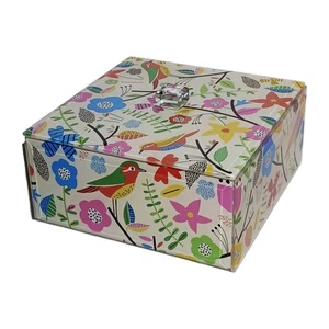 Flora and Fauna Acrylic Jewelry Box with Velvet Lining Whimsical Birds & Florals - Picture 1 of 17