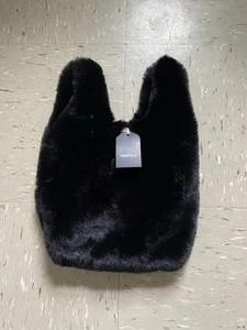 Hat Attack Black faux Fur Lined Double Handle Mini Bag - Picture 1 of 4