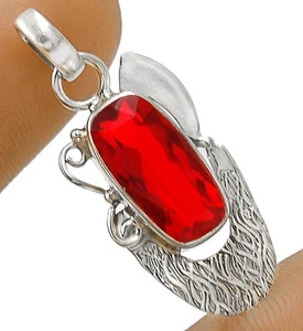 4 kt natürlicher Feuergranat 925 Sterlingsilber Anhänger @10-9 - Bild 1 von 1