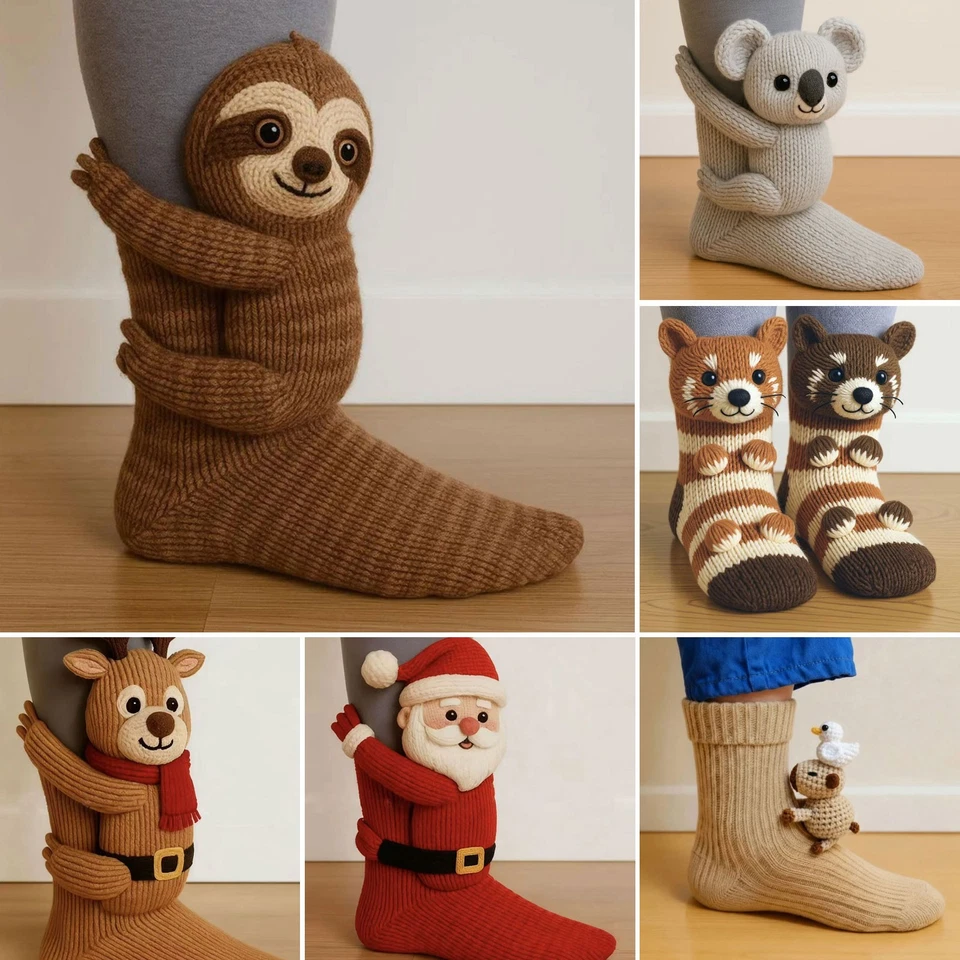 3D Cute Animals Socks Knitted Animal Pattern Floor Socks Unisex Funny Winter AU^ - image 1 of 4