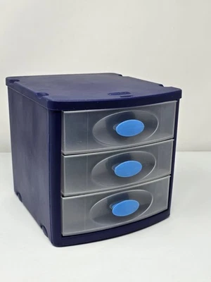 Sterilite Small 3 Drawer Desktop Plastic Organizer Navy Blue with Pull Knobs - Image 1 of 4