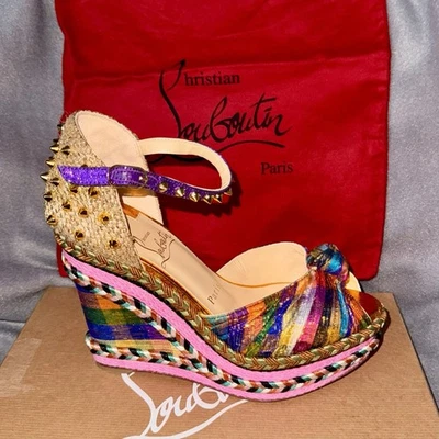 Louboutin Madcarina 120 диско блестящий узловатый Espadrille 36 новый в коробке новый - Изображение 1 из 4