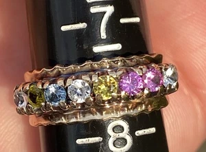 BADEN & FOSS 1950โs Vintage Rainbow ๐ Multicolor Gemstone 14K Ring - Picture 1 of 8