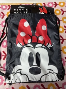 Disney Minnie Mouse Drawstring Bag Backpack 13x17 Black & Red BRAND NEW - Picture 1 of 4