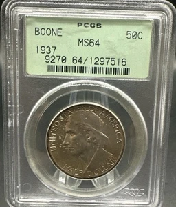 Boone Commemorative Silver Half Dollar 1937 MS64 PCGS Old Holder - Picture 1 of 5