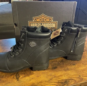 HARLEY-DAVIDSON Women's Raine Steel Toe Black - D83883 Women Size 9M New w/box - Picture 1 of 13