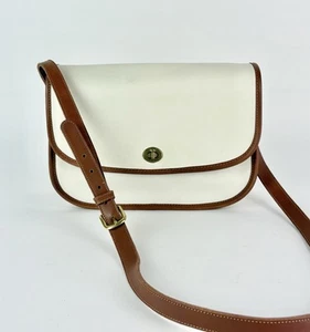 Vintage 70’s Coach City Bag Bone Cream Leather shoulder bag Brown Trim Crossbody - Picture 1 of 17