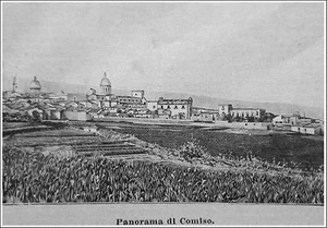 1902: Comiso, Stadtpanorama.Ragusa Modica.Trinacria.Xilo+Passepartout.Ätna - Bild 1 von 1