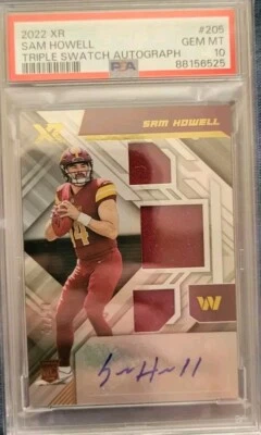 2022 Panini XR - Rookie Triple Swatch Autograph -  Sam Howell 42/99 PSA 10 POP 1 - Image 1 of 2