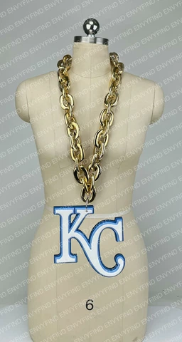 New MLB KANSAS CITY ROYALS GOLD Jumbo Big Fan Chain Necklace Foam MI USA Cover