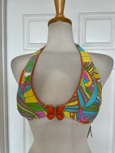 TRINA TURK beaded halter bikini bathing suit top size 10 - Picture 1 of 7