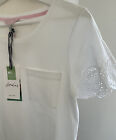 Joules Women's Arlo T Shirt . In Bright White Broderie Sleeves . Size 8 .  BNWT