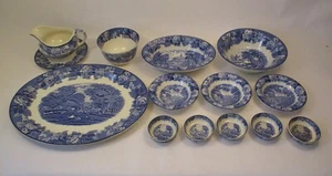 13 Piece Lot Enoch Woods Sons English Scenery Serving Pieces Bowls Plates - Picture 1 of 10
