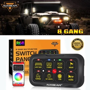 AUXBEAM 8 Gang Switch Panel Colorful RGB Control System For Truck Boat Off-road - Picture 1 of 12