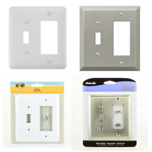 1 Toggle 1 Rocker Decora Combination Outlet Switch Wall Plate Cover Nickel Lot