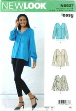 New Look Sewing Pattern N6637 Misses' Loose-Fitting Blouses Easy Sizes 8-20 UC