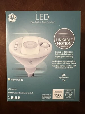 GE LED+ Linkable Flood Bulb, Warm White, 1200 Lumens, 15 Watt PAR38 - Image 1 of 4