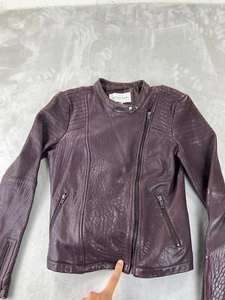 Cupcakes and Cashmere 100% Leather Moto Jacket Women's Small Burgundy - Picture 1 of 12