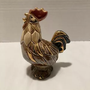 Estatuilla de cerámica de gallo de rosa rinconada acentos dorados Uruguay - Imagen 1 de 11