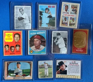 🔥Vintage 10 Card Lot🔥 1955 Whitey Ford🔥Banks🔥Aaron🔥Santo🔥 - Picture 1 of 4