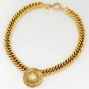 Auténtico collar de monedas Chanel 31 Rue Cambon 17" tono dorado #31212 - Imagen 1 de 6