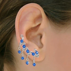 Ear Climbers Customized Ear Crawlers Sweeps Earring Gold or Silver with Crystals - Picture 1 of 11