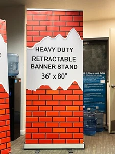 36" x 72-90", Heavy-Duty Retractable Banner Stand for Trade Shows Retail Display - Picture 1 of 13