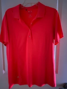 Womens Adidas Pure Motion Short-Sleeve Polo Shirt Size XL X Large Neon Orange - Picture 1 of 3