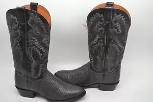 Dan Post Raleigh Teju Lizard R Toe Exotic Cowboy Boot Black DP3018 SZ 8.5 D $299 - Picture 1 of 12