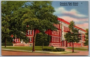 Vintage New Jersey NJ Planfield High School 1940er alte Leinenansicht Postkarte - Bild 1 von 2