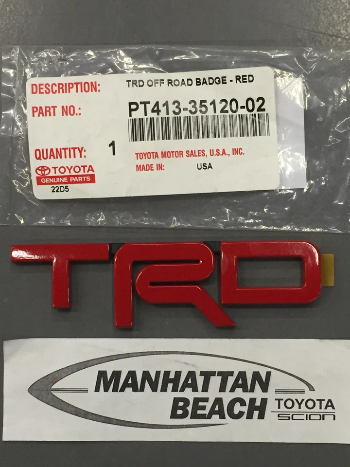 TACOMA TUNDRA 4RUNNER TRD RED Painted Metal Emblem OEM NEW! PT413-35120-02 - Image 1 of 1
