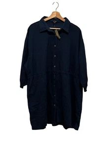J. nuova con etichetta Abito Camicia Donna Crew Navy Tunica Bottoni Cotone Leggero Taglia L - Foto 1 di 10
