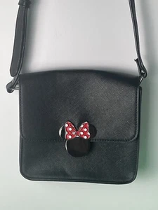 Disney Bandolera Negra Correa Plegable Solapa Minnie Mouse Arco Snap Magnético - Imagen 1 de 5