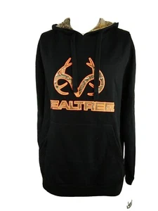 Realtree Mens Black Hooded Sweatshirt with Front Pocket Medium Retails $70.00 - Picture 1 of 10