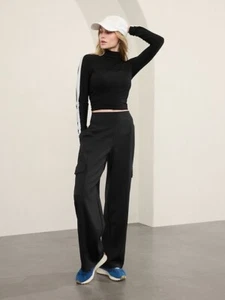 ATHLETA Venice Pantalone Cargo Gamba Larga XS X-Small | Nero Alzata #411453 NUOVO - Foto 1 di 6