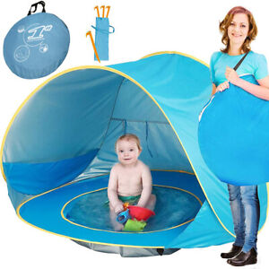 Strandmuschel für Kinder Baby Strandzelt Außenpool UV-Schutz 50+ mit Mini-Pool