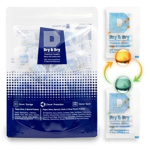 2 gram X 120 PK "Dry & Dry" Food Grade Orange Indicating Silica Gel Packets - Picture 1 of 10