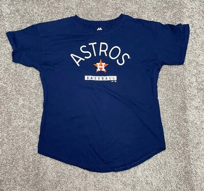 Camisa de los Astros de Houston calce suelto logotipo de equipo térmico azul MLB para mujer LG Top suave Foto 1 de 4
