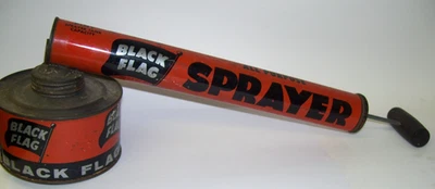 Antiguo pulverizador de insectos de una pinta bandera negra hecho en EE. UU. Foto 1 de 4